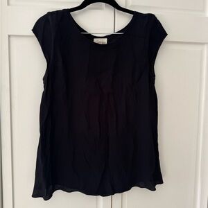 Wilfred Free Black Cap Sleeve Blouse Size XS Double Layered Top (Aritzia)